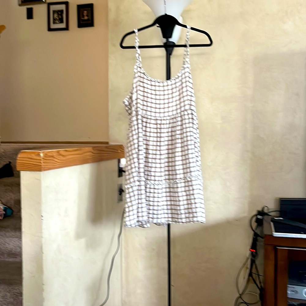 Sleeveless White Plaid Summer Dress